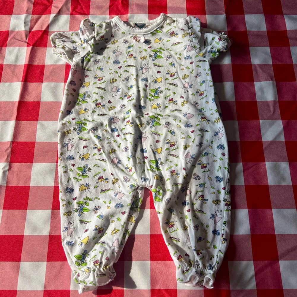 Vintage 90s Y2K Little Lindsey Fairy Floral Baby Romper 6/9 Cottagecore